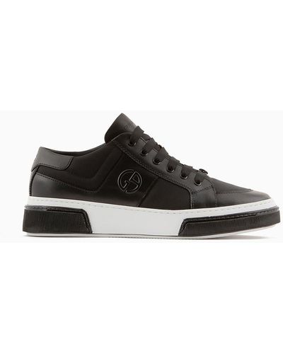 Giorgio Armani Leather And Fabric Trainers - Black