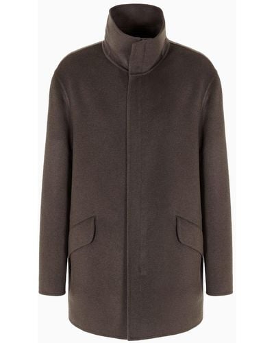 Giorgio Armani Pea Coat In Double Cashmere Cloth - Brown