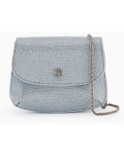 Giorgio Armani Mini Bag La Prima In Raso E Micro Borchie - Blu