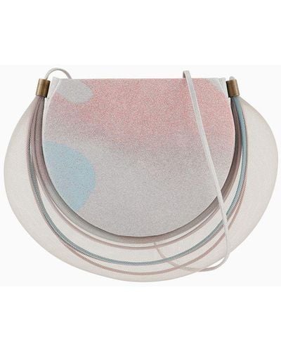 Giorgio Armani Printed Clutch Bag With Crinoline Detail - Gray