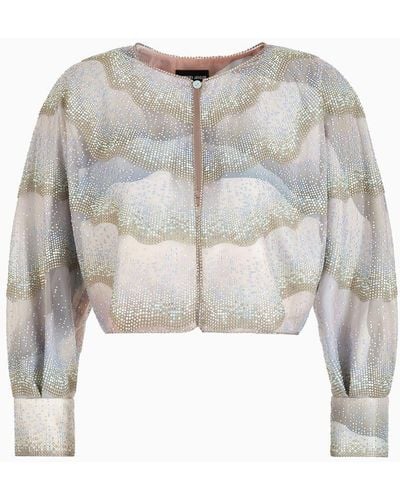 Giorgio Armani Short Tulle Jacket With Crystals - White