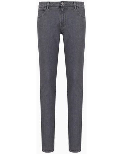 Giorgio Armani Five-pocket Slim-fit Stretch Cotton-denim Trousers - Grey