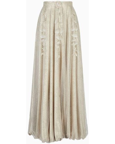 Giorgio Armani Crystal-embroidered Long Skirt - White