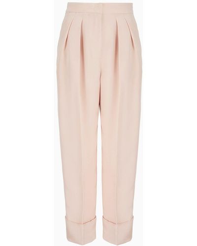 Giorgio Armani High-rise Marocain Glittery Silk Pants - Natural