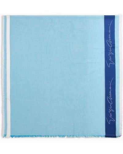 Giorgio Armani Silk And Cotton Jacquard Sarong - Blue