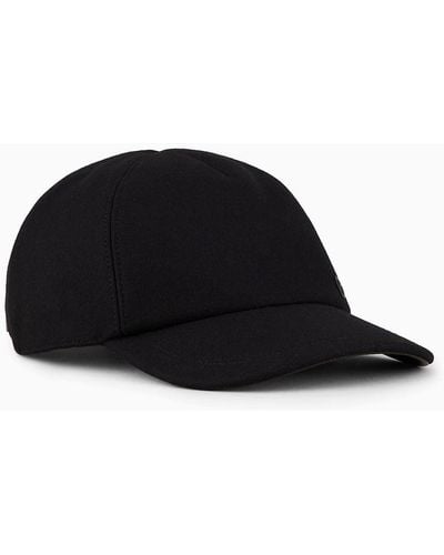 Giorgio Armani Wool-blend Baseball Cap - Black