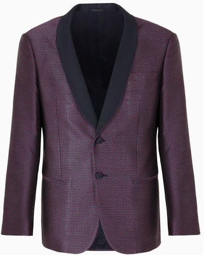 Giorgio Armani Giorgio's Single-breasted Jacket In Silk Jacquard - Purple