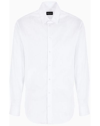 Giorgio Armani Slim-fit Shirt In Cotton Poplin - White