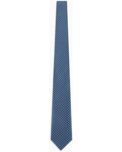 Giorgio Armani Corbata De Seda Con Estampado Asv - Azul