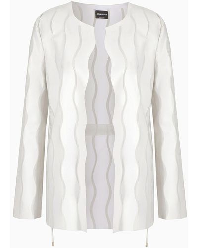 Giorgio Armani Technical Jersey Jacket With Wave Motif - White