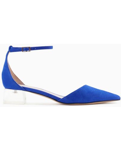Giorgio Armani Laminated Suede D'orsay Court Shoes - Blue