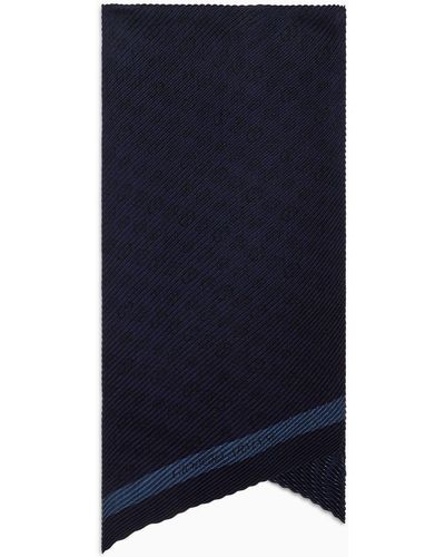 Giorgio Armani Pleated Silk And Wool Scarf - Blue