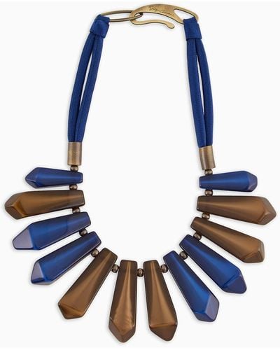 Giorgio Armani Choker Necklace With Geometric Components - Blue