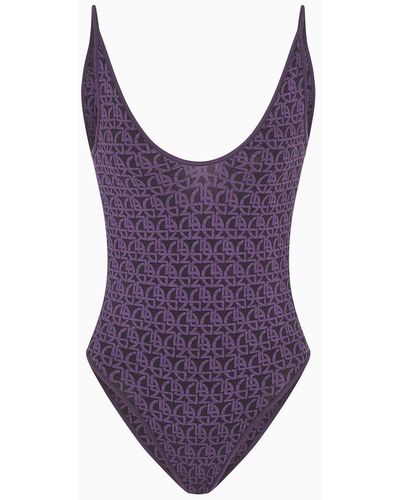 Giorgio Armani Monogram Jacquard Bodysuit - Purple