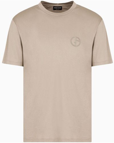 Giorgio Armani T-shirt Mit Rundhalsausschnitt Aus Baumwoll-interlock - Natur