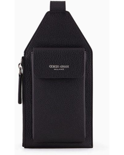 Giorgio Armani Printed Leather Smart Phone Case - Black