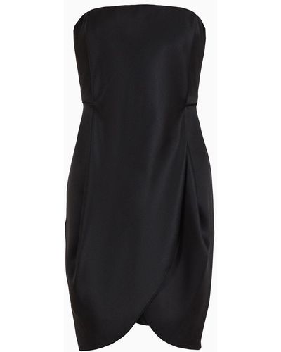 Giorgio Armani Robe Bustier En Double Satin De Soie - Noir