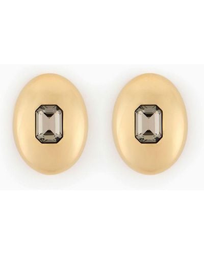 Giorgio Armani Metal Earrings With Swarovski Crystal - White