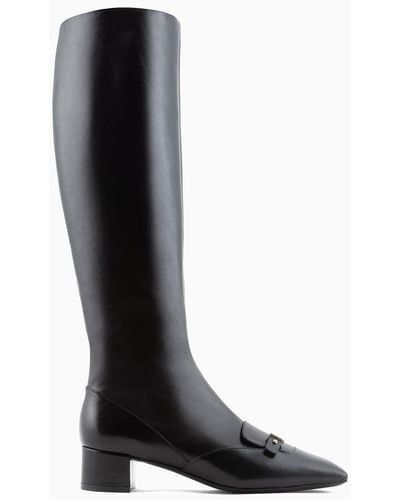 Giorgio Armani Heeled, Nappa-leather Boots - Black