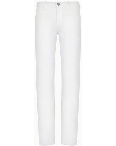 Giorgio Armani Regular-fit Five-pocket Pants In Stretch Cotton - White