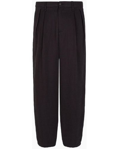 Giorgio Armani Asv Pants With Two Pleats In A Canneté Cupro Blend - Brown