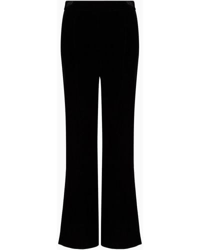 Giorgio Armani Cropped Trousers In Velvet - Black