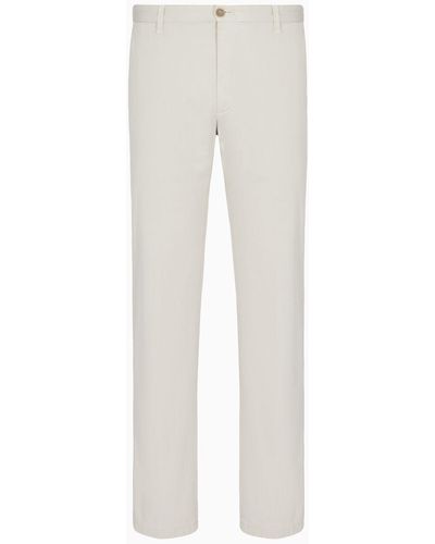 Giorgio Armani Trousers In Stretch-cotton Gabardine - White