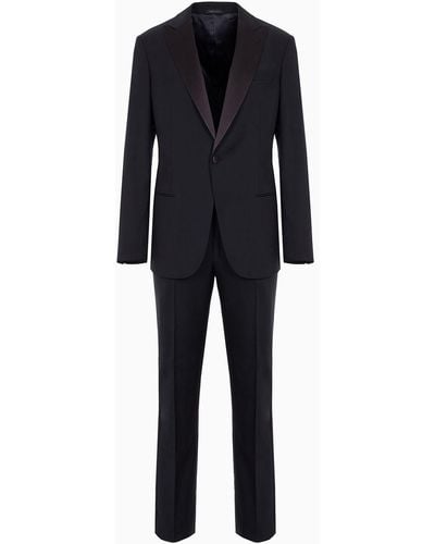 Giorgio Armani Pure Wool Half-canvassed Slim-fit Tuxedo From The Icon Soho Line - Blue