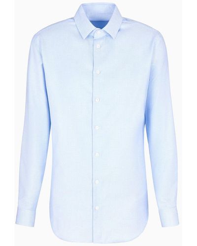 Giorgio Armani Micro-armure Cotton Shirt - Blue