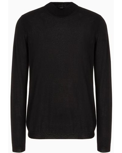 Giorgio Armani Icon Cashmere Mock-neck Sweater - Black