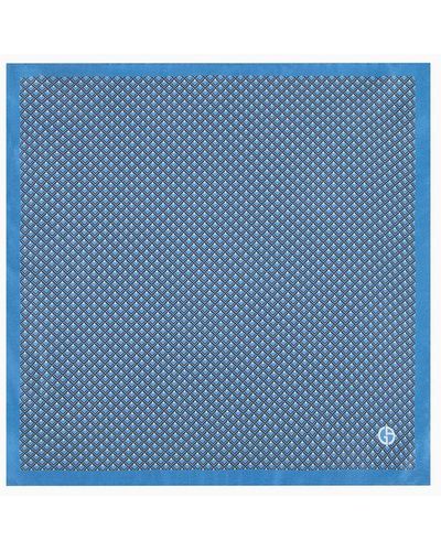 Giorgio Armani Asv Printed Silk Pocket Square - Blue
