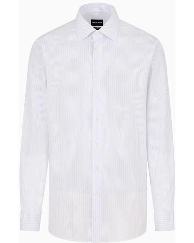 Giorgio Armani Regular-fit Shirt In Striped Cotton - White