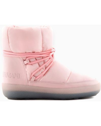 Giorgio Armani Neve Après-ski Nylon And Leather Ankle Boots - Pink