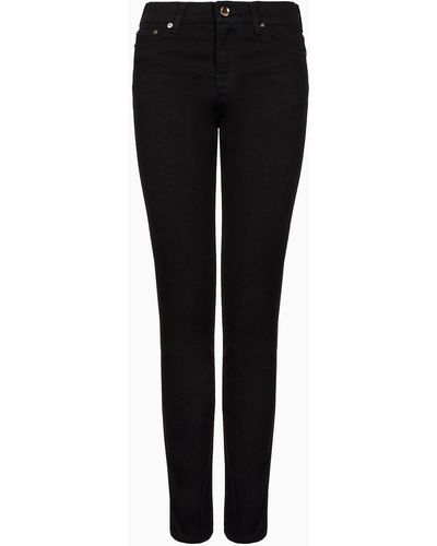 Giorgio Armani Pantalones Cinco Bolsillos Slim Fit De Algodón Elástico - Negro