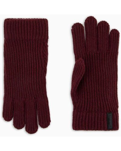 Giorgio Armani Gloves In Pure Cashmere Knit - Red