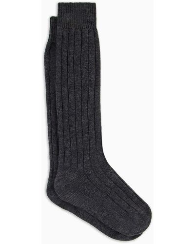 Giorgio Armani Neve Stretch Wool And Cashmere Long Socks - Black
