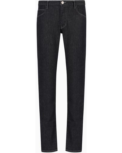 Giorgio Armani Five-pocket, Slim-fit, Stretch Cotton-denim Pants - Black