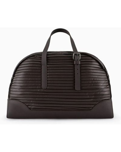Giorgio Armani Pleated Nappa-leather Duffel Bag - Black