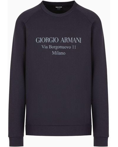 Giorgio Armani Borgonuovo 11 Sweatshirt In Cotton Double Jersey - Blue