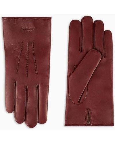 Giorgio Armani Nappa-leather Gloves - Red
