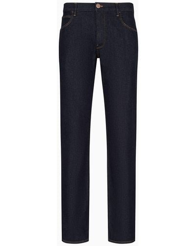 Giorgio Armani Pantalon 5 poches Coupe Classique En Denim De Coton Stretch - Bleu