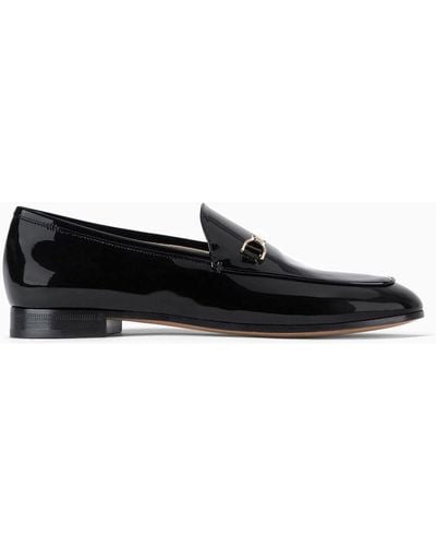 Giorgio Armani Patent-leather Loafers - Black