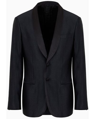 Giorgio Armani Soho Line Wool And Silk Satin Tuxedo Jacket - Black