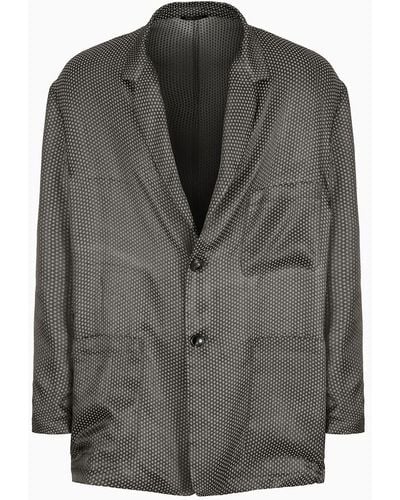 Giorgio Armani Single-breasted Viscose-blend Jacquard Jacket - Gray