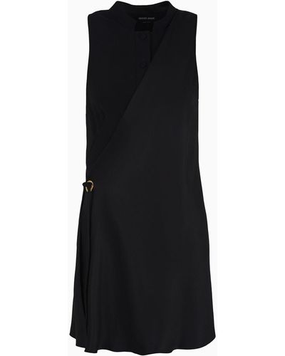 Giorgio Armani Silk Cady Cross-over Dress - Black