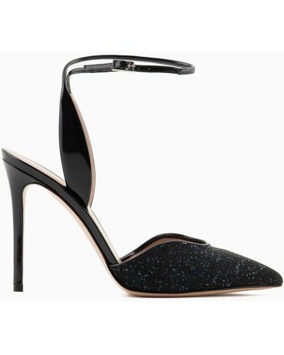 Giorgio Armani Escarpins En Cuir Verni Et Strass - Blanc