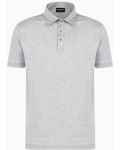 Giorgio Armani Silk And Cotton-mélange Jersey Polo Shirt - White