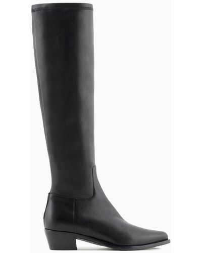 Giorgio Armani Stretch Nappa-leather Boots - Black