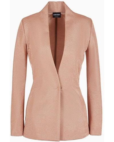 Giorgio Armani Single-breasted Jacket In Viscose Bonded Jersey - Pink