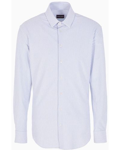 Giorgio Armani Slim-fit Striped Cotton-jersey Shirt - White
